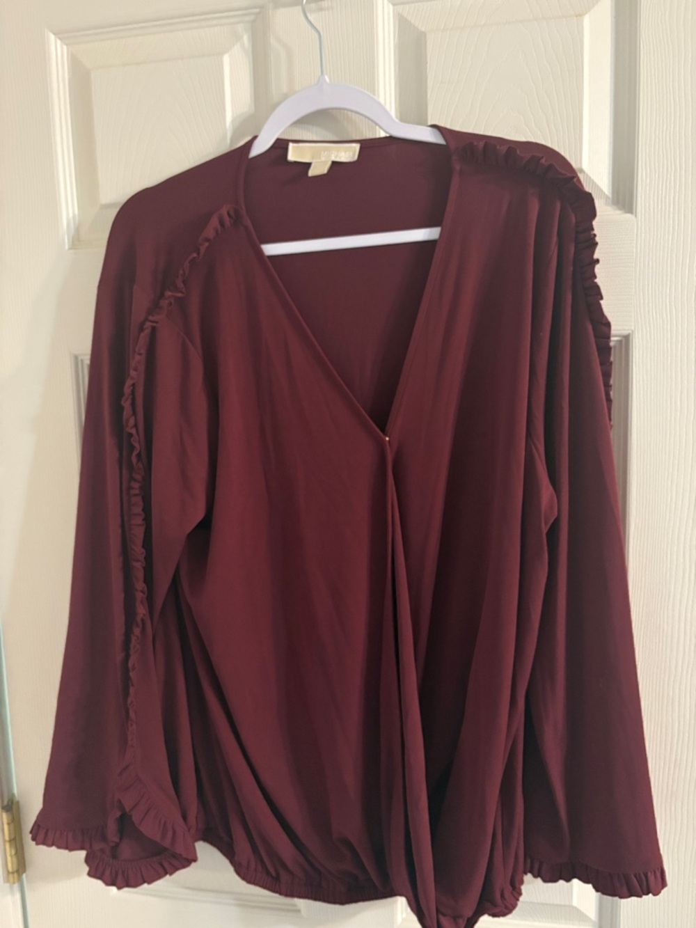 Michael Kors Deep Wine V-Neck Top